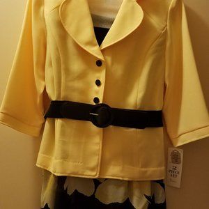 New Yellow/Blk 2-piece NEW Jacket & Skirt set Size 12